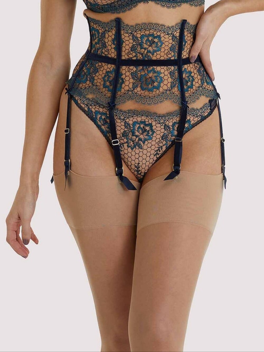 NWT Dita Von Teese Evelina Suspender Belt Navy Size 22 - Picture 5 of 11